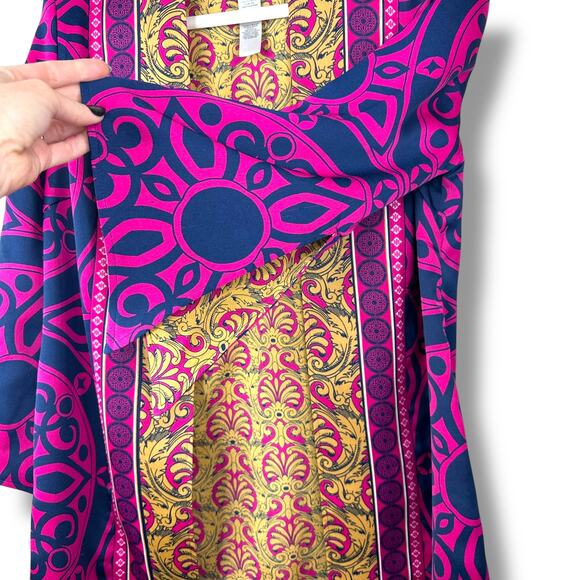 Chico's NWOT Satin Paisley Printed Reversible Open Front Kimono Duster Jacket - Picture 6 of 10
